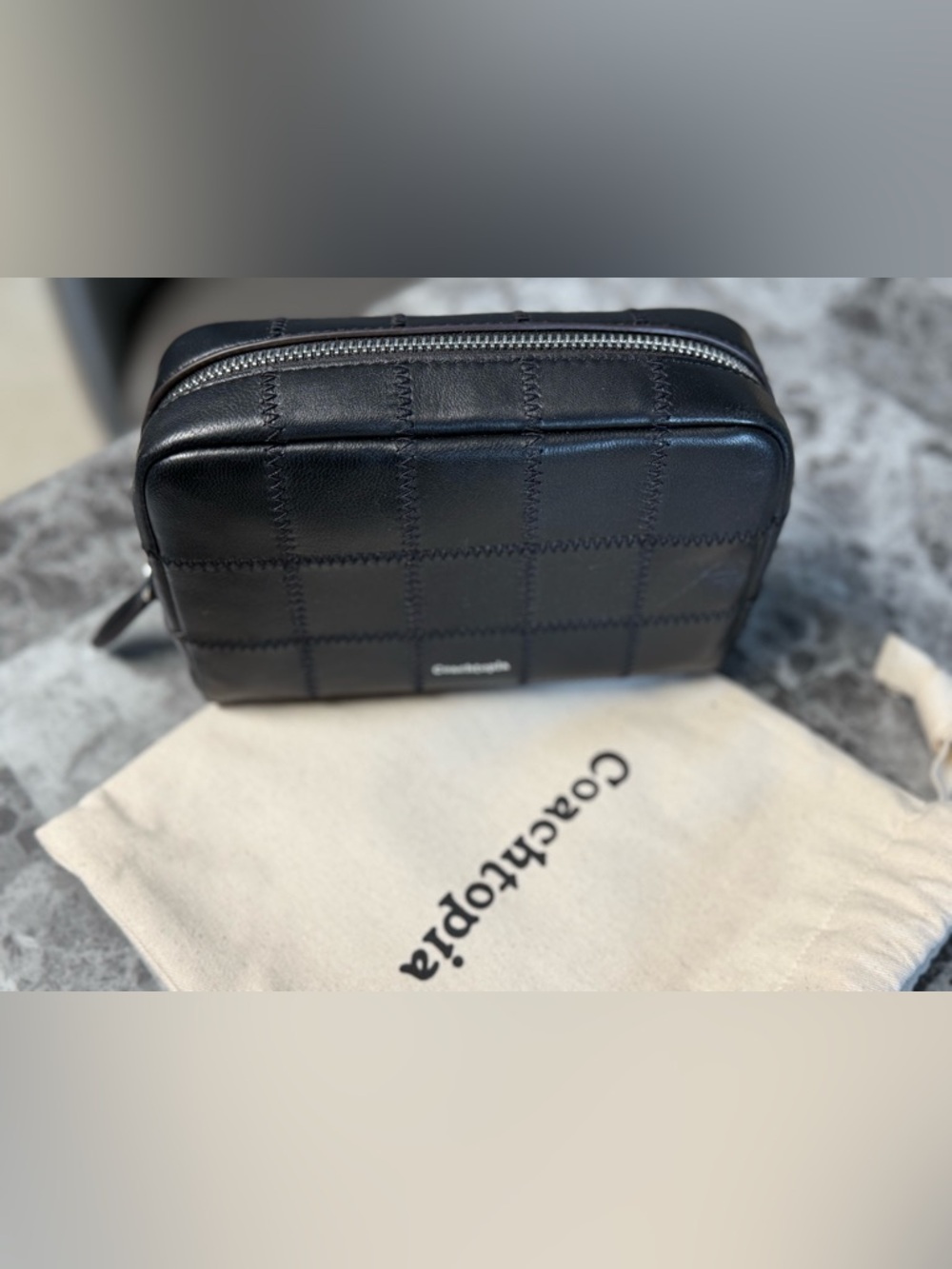 Coachtopia Cosmetic Pouch In Checkerboard Upcrafted Leather CBE90 - Picture 5 of 11